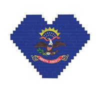 Puzzle 3D en forme de cœur avec drapeau de l'État du Dakota du Nord - Décoration d'intérieur - 82 pièces
