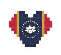 Puzzle 3D en forme de cœur avec drapeau de l'État du Mississippi - Blocs de construction 30 pièces - Cadeau relaxant