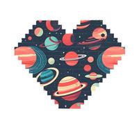 Puzzle 3D en forme de cœur avec impression de planètes spatiales - Décoration d'intérieur - 82 pièces
