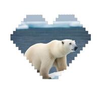 Puzzle 3D en forme de cœur avec impression ours polaire - Décoration d'intérieur - 82 pièces