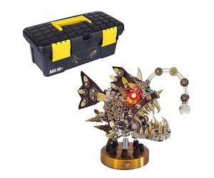 Puzzle 3D en métal - Bug Steampunk Bug - Lanterne mécanique - Poisson - Lampe colorée changeante - Bloc de montage - Cadeau - Décoration de bureau (700 pièces)