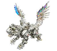 Puzzle 3D en métal - En acier inoxydable - Smilodon Tigre - Pour adultes - 650 pièces - Créatif - Steampunk - Bricolage - Décoration - Cadeaux pour adultes (avec ailes colorées)