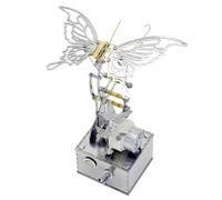 Puzzle 3D en Métal, Maquette De Papillons Mécaniques Dynamiques 3D, Décoration De Bureau Créative, avec Socle en Métal, Kit De Construction Mécanique À Monter Soi-même(Electric)