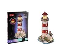 Puzzle 3D EXPLORA Seaside Lighthouse Night Edition 72 pièces LED 42 cm Rouge et Blanc