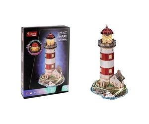 Puzzle 3D EXPLORA Seaside Lighthouse Night Edition 72 pièces LED 42 cm Rouge et Blanc