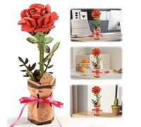 Puzzle 3D Fleur Bois, Kit DIY Créatif, Décoration Fleur (Red Camellia) | Kit DIY fleur en bois à assembler. Cadeau Original, Décoration durable et cadeau créatif pour adultes, famille et amis.