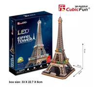 Puzzle 3D. Francja. Wieża Eiffla (podświetlana) Cubicfun