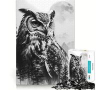 Puzzle 3D Hibou Double Exposition Nature Difficile pour Adultes 1000 Pièces Mémoire Soulevante Facile Loisirs Assemblage Image Cadeau Artistique (50x75cm)