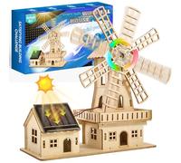 Puzzle 3D Jouet Solaire,Kit de Construire Maison Eolienne DIY(À Faire soi-même),Maquette Bois pour Enfant 8-15 Ans & Adultes,Bois de Tilleul Adopté - Sûr et Solide