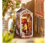 Puzzle 3D - Kit Book Nook ROBOTIME Holiday Cafe avec lumière LED, serre-livres à monter soi-même pour décorer une étagère
