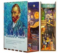 Tonecheer DIY Book Nook Modèle Kit, Puzzle 3D en Bois pour Adultes pour Construire Une Maison Miniature, Kit de Bricolage avec Lumière, Cadeaux Personnalisés (Le Monde de Van Gogh)