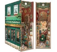 Tonecheer Kit de modélisation Book Nook - Puzzle 3D en Bois pour Adultes - Maison de poupée Miniature - Kit de Bricolage avec Cadeaux Lumineux（Librairie Left Bank）