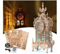 Puzzle 3D Maquette en Bois Funpola LED Horloge Steampunk DIY Kit