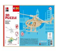 Marabu Puzzle 3D en bois Hélicoptère – 32 pièces, env. 26 x 13 cm – Marron
