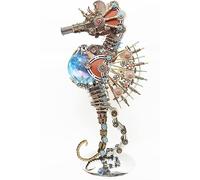 Puzzle 3D Metal Lampe Steampunk Hippocampe - 2100 pièces - Kit de modélisation mécanique en métal avec 16 couleurs - Lumière planétaire - Décoration de pièce parfaite et choix de cadeau (lampe