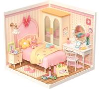 puzzle 3D, mini-maison DIY, Chambre rose enchantée, Rolife, 105 pièces