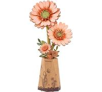 puzzle 3D orange clair fleur de gerbera, bois, RoLife, 132 pièces