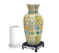 Puzzle 3D pour Adultes en Forme de Vase, Motif carrelage méditerranéen, Fleurs à fabriquer soi-même avec Support, décoration intérieure Style sicilien, Cadeau Pendaison crémaillère