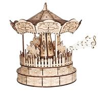 Puzzle 3D pour Adultes Modèle en Bois Carrousel avec Boîte à Musique et Fonction Rotative - Idéal pour Décoration Intérieure