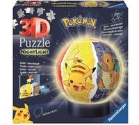 Puzzle 3D Ball illuminé Pokémon - Ravensburger - 72 pièces numérotées - Socle lumineux - A partir de 6 ans