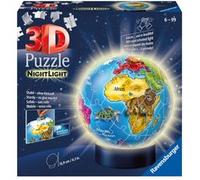 Ravensburger Puzzle 3D Globe terrestre 72 pièces numérotées sans colle Socle lumineux 12184