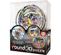 Educa - Puzzle 3D Round Puzzle. 2 Images abstraites à résoudre. Visitez, tournez-Vous et résolvez! 12,7 cm de diamètre et 14 Anneaux concentriques. À partir de 8 Ans (19709)