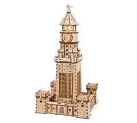 Puzzle 3D Ugears Phare d'Alexandrie - Kits de Bricolage pour Adultes avec veilleuse LED - Modèle en Bois à Assembler - Cadeau Parfait pour Les Adultes - 340 pièces