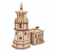 Puzzle 3D UGEARS Phare de Split Rock - Kit Miniature en Bois à Assembler pour Adultes avec veilleuse LED - Puzzles 3D en Bois - Loisirs créatifs pour Adultes - 295 pièces