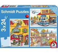 Schmidt Spiele Puzzle 56215 – Les pompiers et la police – 3 x 24 pièces