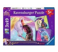 Puzzle 3x49 pieces - Magie et amitie Unicorn Academy Bleu