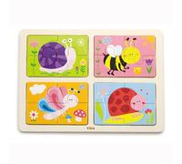 VIGA Puzzle en bois Insectes 50189 – 4 en 1 – Multicolore – À partir de 18 mois