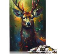 Puzzle 4 pièces en Bois Motif cerf, 1 000 pièces, Jeu éducatif pour Adultes, 75 x 50 cm
