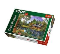 Puzzle 4000 pièces Après-Midi Idyllique dans le Cottage au Bord de l'Etang