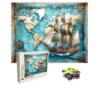 Puzzle 4000 Pièces Bateau, Puzzle Adulte Bois, Impossible Classique Jigsaw Puzzles Carte, Jeu D'adresse pour Toute la Famille, Puzzles Coloré Jeu de Ponte, Decoration et Cadeau 141.5 X 87.5 cm 8p-52