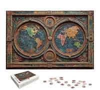 Puzzle 4000 Pièces Carte, Puzzle 4000 Pièces pour Adultes et Enfants à Partir de 14 Ans, Mappemonde Puzzles Bois avec Une Boîte d'Emballage Exquise, Puzzles pour Décoration Murale, Cadeau Femme, -6500