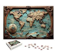 Puzzle 4000 Pièces Mappemonde, Puzzle 4000 Pièces pour Adultes et Enfants à Partir de 14 Ans, Rétro Puzzles Bois avec Une Boîte d'Emballage Exquise, Puzzles pour Décoration Murale, Cadeau Femme, -4974