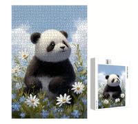 Puzzle 4000 Pièces - Panda & Marguerite - Puzzle en Bois Durable avec Lettres au Dos - Jeu sans Poussière avec Affiche - Modèle pour Collectionneurs et 14 Ans et Plus (147x105cm) P3#1204