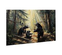 Puzzle 4000 Pièces Puzzle en Bois DIY Forêt Ours Noir Jeu De l'art Décoration Cadeau Unique pour la Décoration de la Maison, Puzzles Familial, Parfait pour Les Soirées Jeu,Activité Familiale fr0-250