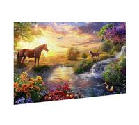 Puzzle 4000 Pièces Puzzle en Bois DIY Le Cheval Pastorale EU De l'art Décoration Cadeau Unique Décoration Maison, Puzzles Familial, Parfait Les Soirées de Jeu,Activité Familiale Parfaite K0F-435