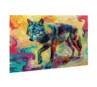 Puzzle 4000 Pièces Puzzle en Bois DIY Loup Coloré EU De l'art Décoration Cadeau Unique pour Décoration Maison, Puzzles Familial, Parfait pour Les Soirées de Jeu,Activité Familiale Parfaite K0F-375