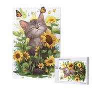Puzzle 4000 Pieces Tournesol Grand Puzzle Classiques en Bois pour Adultes, Jeux Amusants/Colorés/Impossible/Difficiles, Cadeau d'anniversaire de Festivals pour la Famille Amis Animal M-1641