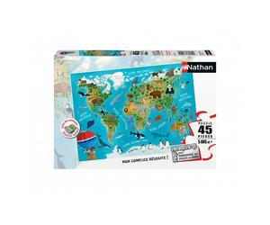 Puzzle 45 Pièces Carte du Monde des Animaux - Nouvelle Édition Éducative