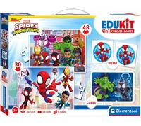 Clementoni Jouet éducatif 4-en-1 Spidey and His Amazing Friends – Puzzles 30/48 pièces, 6 cubes
