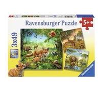 Puzzle 49 Pièces : 3 Puzzles - Animaux du Monde, Ravensburger G