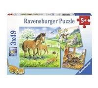 Ravensburger Puzzle pour enfants Cuddly Time 08029 – 3 x 49 pièces – à partir de 5 ans