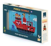 Vilac - Puzzle Trubble Les transports - Support en bois +20 bâtonnets illustrés 4 faces - Dès 5 ans