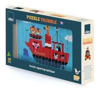 VILAC - Puzzle Trubble Les transports - Ingela P.Arrhenius - Puzzles - 1 Support en Bois + 20 bâtonnets en Bois illustrés sur Les 4 Faces. - Jeux en Bois - Dès 5 Ans - 7639