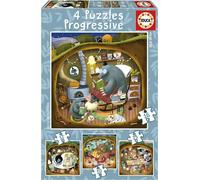 Educa - Ensemble de 4 Puzzles pour Enfants progressives de 12 à 25 pièces | par Kasandra Forest Stories | Mesures: 16 x 16 cm | Recommandé de 3 Ans (19685)