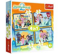 Trefl Puzzle Zootopia 2 Plein d'aventures – 4 en 1 (35 à 70 pièces), colorés, dès 4 ans
