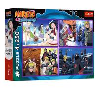Trefl – Puzzle 4-en-1 Naruto Shippuden – Aventures de Naruto Uzumaki 4×250 pièces pour adolescents